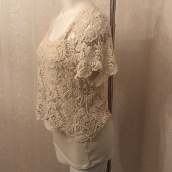 Heart Soul Crochet Lace Top Ivory NWT - Picture 4 of 6